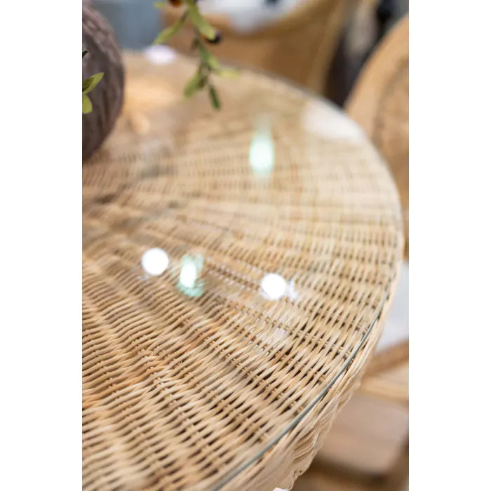 Bramble - Scalloped Round Bistro Table w/ Tempered Glass in Rattan Natural - 28641RNAT----- - GreatFurnitureDeal