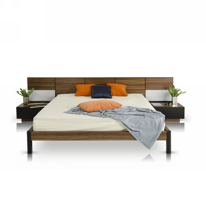 VIG Furniture - Rondo Mid-Century Platform Bed w/ Nightstands Storage And Lights - VGWCRONDO-Q - GreatFurnitureDeal