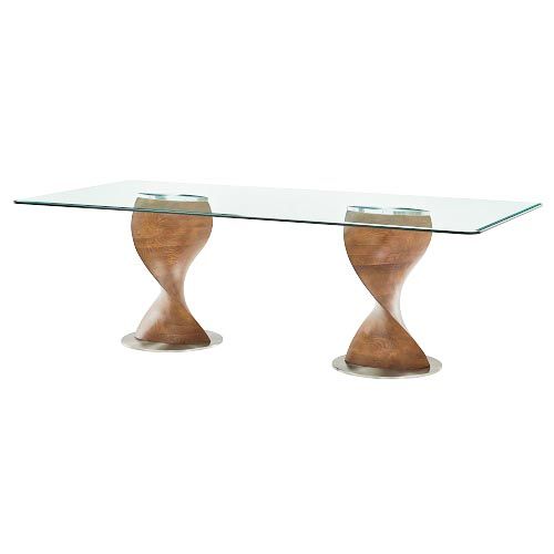 VIG Furniture - Modrest Cleveland Contemporary Glass and Walnut Dining Table - VGCS-DT-16152