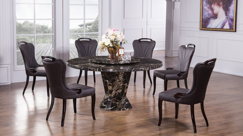 American Eagle Furniture - H33 Faux Marble Top Round Dining Table - DT-H33 - GreatFurnitureDeal