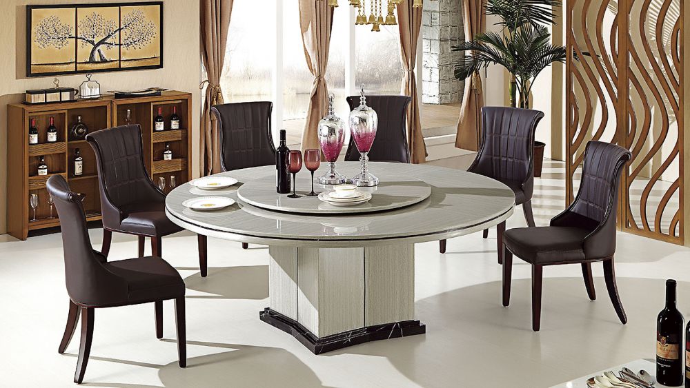 American Eagle Furniture - H61 Faux Marble Top Round Dining Table - DT-H61 - GreatFurnitureDeal