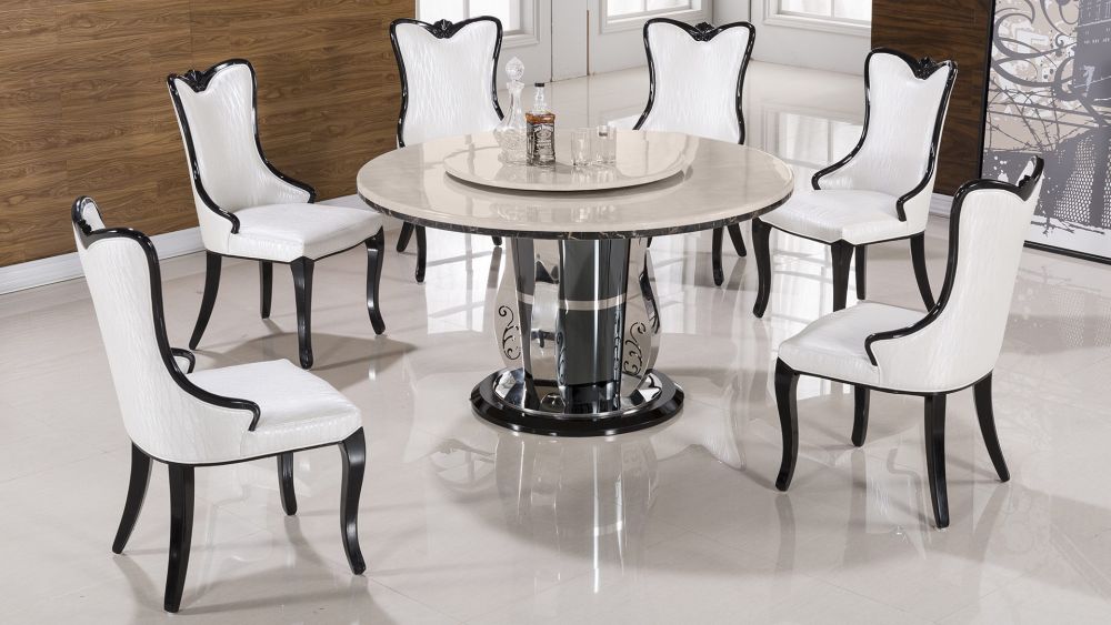 American Eagle Furniture - H62 Faux Marble Top Round Dining Table - DT-H62 - GreatFurnitureDeal