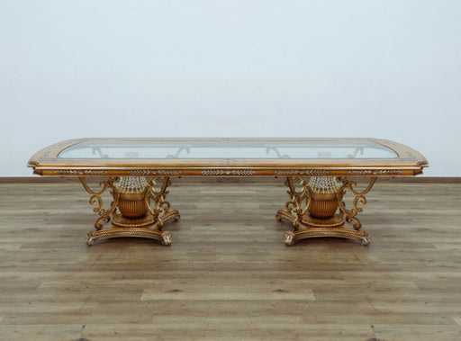 European Furniture - Saint Germain Dining Table in Light Gold & Antique Silver - 35550-DT - GreatFurnitureDeal