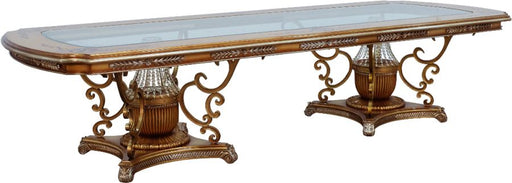 European Furniture - Saint Germain Dining Table in Light Gold & Antique Silver - 35550-DT - GreatFurnitureDeal