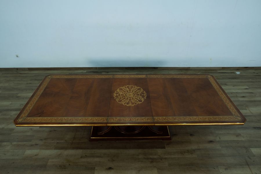 European Furniture - Rosella Dining Table in Havana - Deco Gold Leaf - 44697-DT - GreatFurnitureDeal