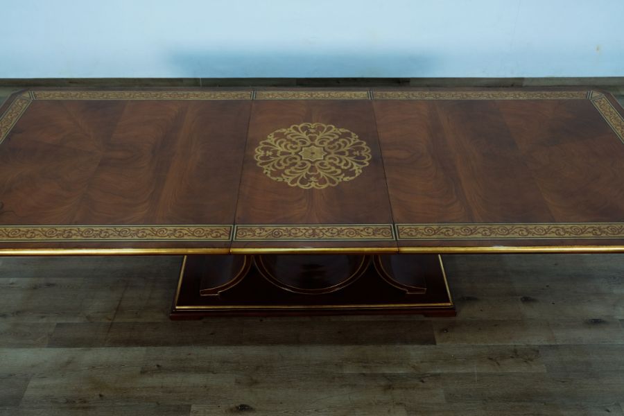 European Furniture - Rosella Dining Table in Havana - Deco Gold Leaf - 44697-DT - GreatFurnitureDeal