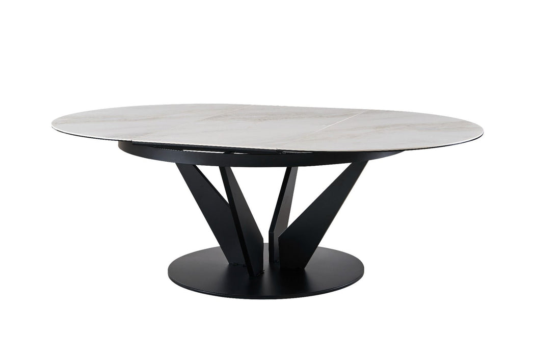 VIG Furniture - Modrest Alberta - Modern Black and White Ceramic Extendable 59"/86.5" Oval Dining Table
