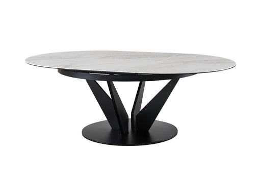 VIG Furniture - Modrest Alberta - Modern Black and White Ceramic Extendable 59"/86.5" Oval Dining Table - GreatFurnitureDeal