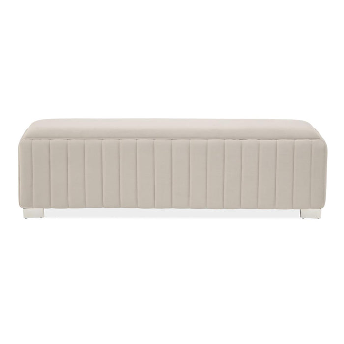 AICO Furniture - Decorative Amaryllis Accent Bench in Taupe/Chrome - DUBS-401-BN - GreatFurnitureDeal