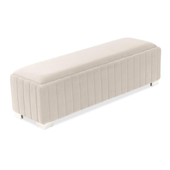 AICO Furniture - Decorative Amaryllis Accent Bench in Taupe/Chrome - DUBS-401-BN - GreatFurnitureDeal