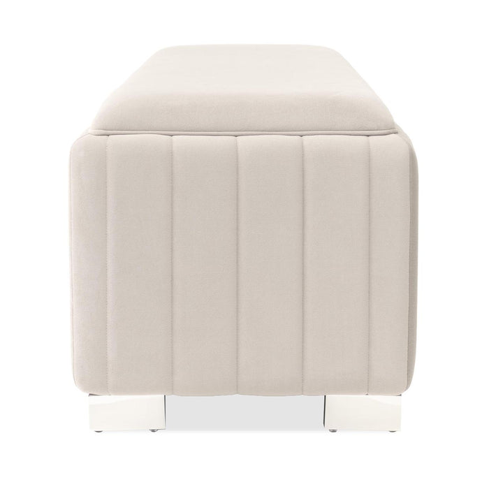 AICO Furniture - Decorative Amaryllis Accent Bench in Taupe/Chrome - DUBS-401-BN - GreatFurnitureDeal