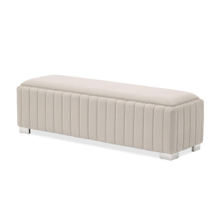 AICO Furniture - Decorative Amaryllis Accent Bench in Taupe/Chrome - DUBS-401-BN - GreatFurnitureDeal