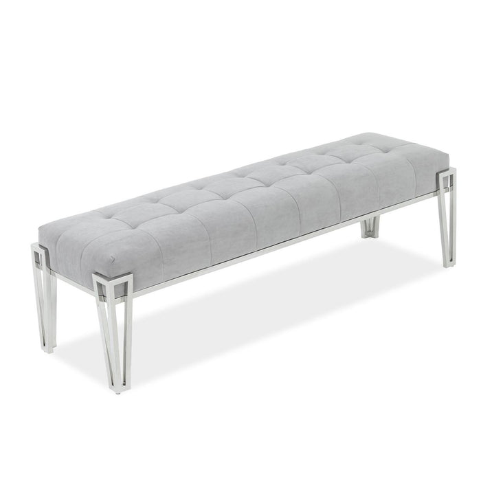 AICO Furniture - Decorative Rose Accent Bench in Gray/Chrome - DUBS-423-BN - GreatFurnitureDeal