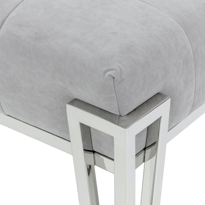 AICO Furniture - Decorative Rose Accent Bench in Gray/Chrome - DUBS-423-BN - GreatFurnitureDeal