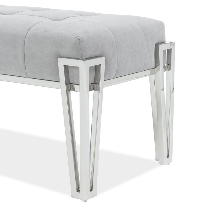 AICO Furniture - Decorative Rose Accent Bench in Gray/Chrome - DUBS-423-BN - GreatFurnitureDeal