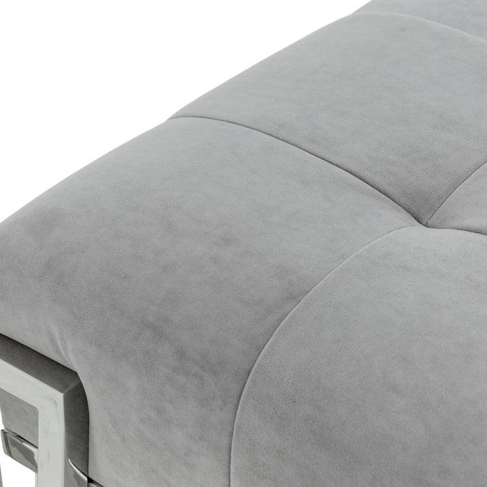 AICO Furniture - Decorative Rose Accent Bench in Gray/Chrome - DUBS-423-BN - GreatFurnitureDeal