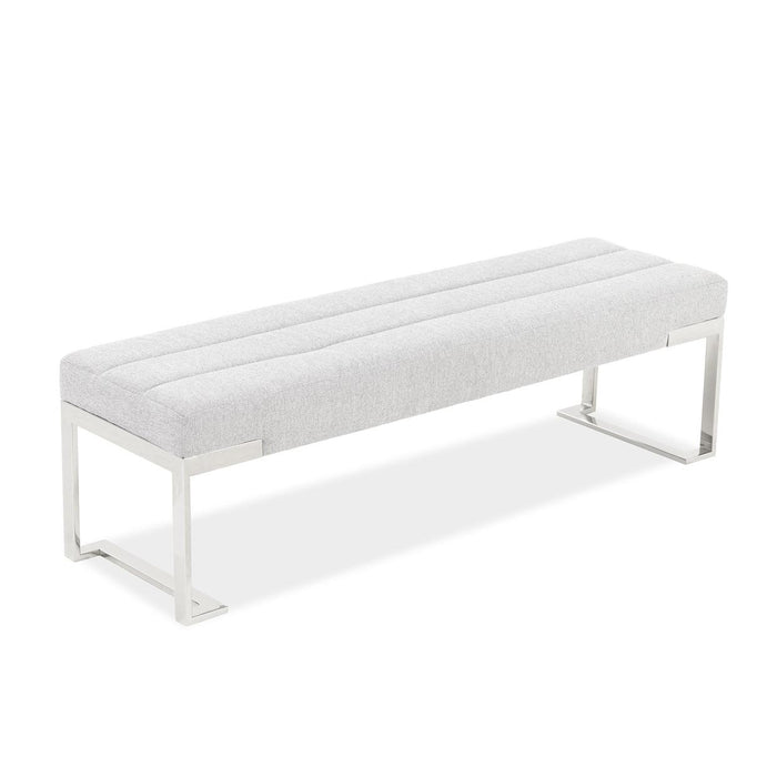 AICO Furniture - Decorative Tulip Accent Bench in Gray/Chrome - DUBS-431-BN - GreatFurnitureDeal