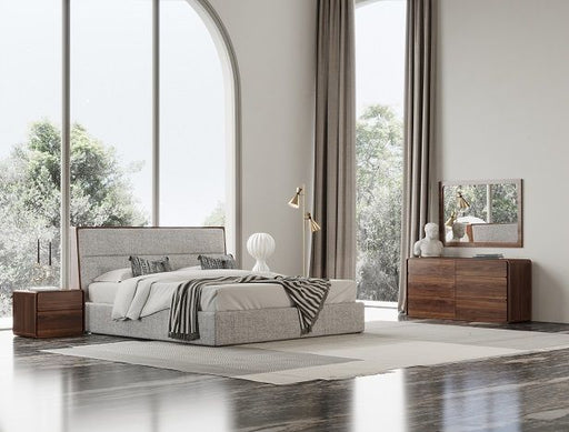 VIG Furniture - Modrest Dustin Modern Grey Fabric & Walnut Trimmed Eastern King Bed - VGMABR-99-BED-EK - GreatFurnitureDeal
