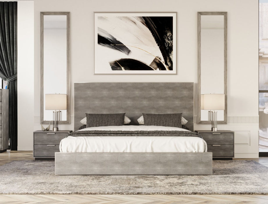 VIG Furniture - Modrest Dynasty Eastern King Modern Shagreen Bedroom Set - VGVCBD2108-XGRY-BED-SET-2 - GreatFurnitureDeal
