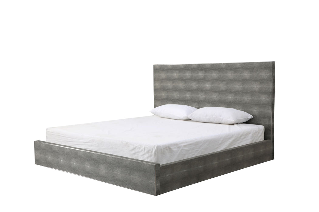 VIG Furniture - Modrest Dynasty Modern Shagreen Queen Bed - VGVCBD2108-GRY-BED-Q - GreatFurnitureDeal