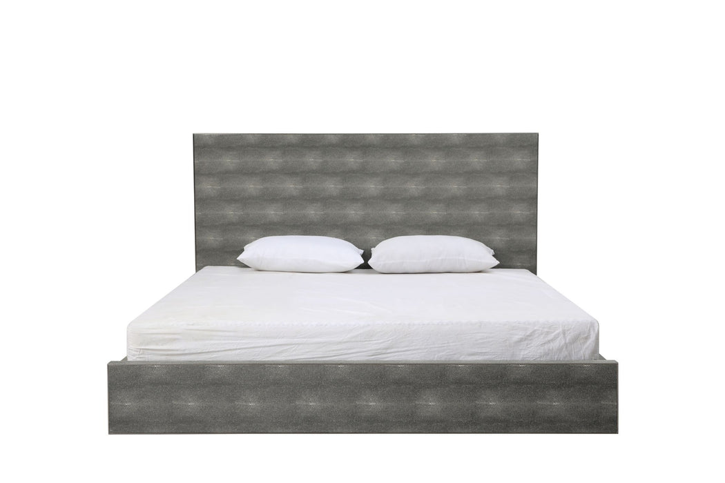 VIG Furniture - Modrest Dynasty Modern Shagreen Queen Bed - VGVCBD2108-GRY-BED-Q