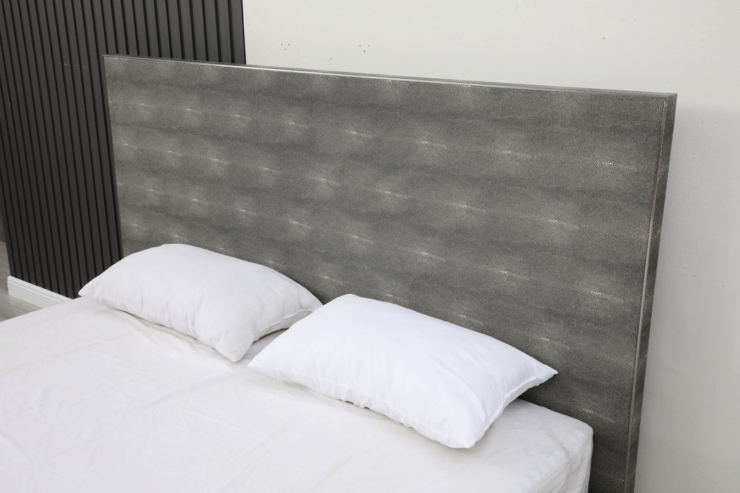 VIG Furniture - Modrest Dynasty Modern Shagreen Queen Bed - VGVCBD2108-GRY-BED-Q - GreatFurnitureDeal