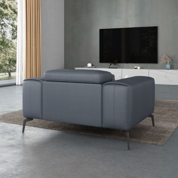 European Furniture - Cavour Chair Gray Italian Leather - EF-12550-C - GreatFurnitureDeal