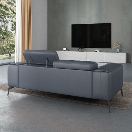European Furniture - Cavour Loveseat Gray Italian Leather - EF-12550-L - GreatFurnitureDeal