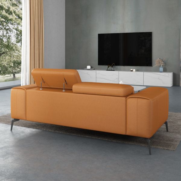 European Furniture - Cavour Loveseat Cognac Italian Leather - EF-12551-L - GreatFurnitureDeal
