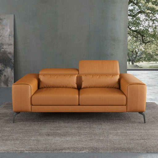 European Furniture - Cavour Loveseat Cognac Italian Leather - EF-12551-L - GreatFurnitureDeal