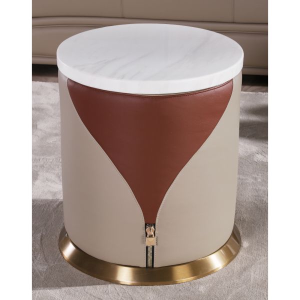 European Furniture - Vogue End Table in Beige - Cognac - 27992-ET - GreatFurnitureDeal