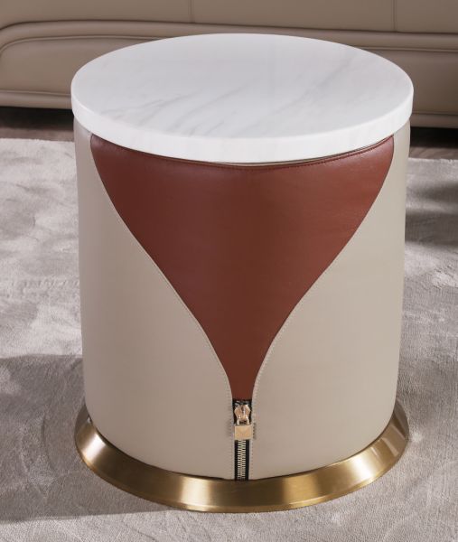 European Furniture - Vogue End Table in Beige - Cognac - 27992-ET - GreatFurnitureDeal