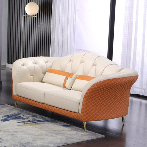 European Furniture - Amalia Loveseat White-Orange Italian Leather - EF-28040-L - GreatFurnitureDeal