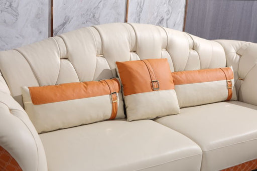 European Furniture - Amalia Sofa Off White-Orange Italian Leather - EF-28040-S - GreatFurnitureDeal
