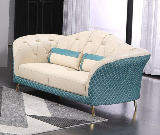 European Furniture - Amalia Loveseat White-Blue Italian Leather - EF-28042-L - GreatFurnitureDeal