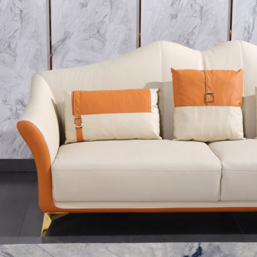 European Furniture - Winston Loveseat White-Orange Italian Leather - EF-29050-L - GreatFurnitureDeal