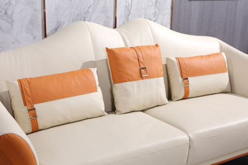 European Furniture - Winston Sofa White-Orange Italian Leather - EF-29050-S - GreatFurnitureDeal
