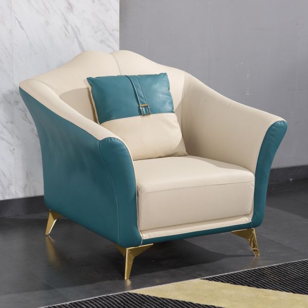 European Furniture - Winston Chair White-Blue Italian Leather - EF-29052-C - GreatFurnitureDeal