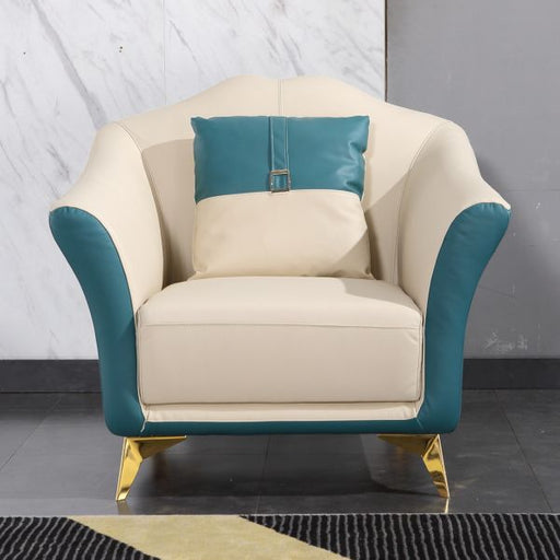 European Furniture - Winston Chair White-Blue Italian Leather - EF-29052-C - GreatFurnitureDeal