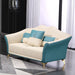 European Furniture - Winston Loveseat White-Blue Italian Leather - EF-29052-L - GreatFurnitureDeal