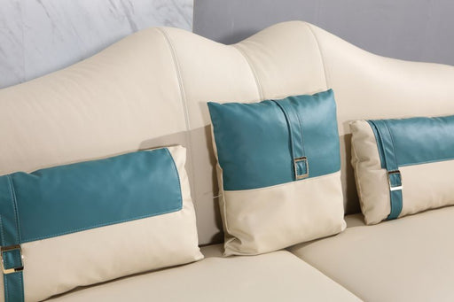 European Furniture - Winston Sofa White-Blue Italian Leather - EF-29052-S - GreatFurnitureDeal