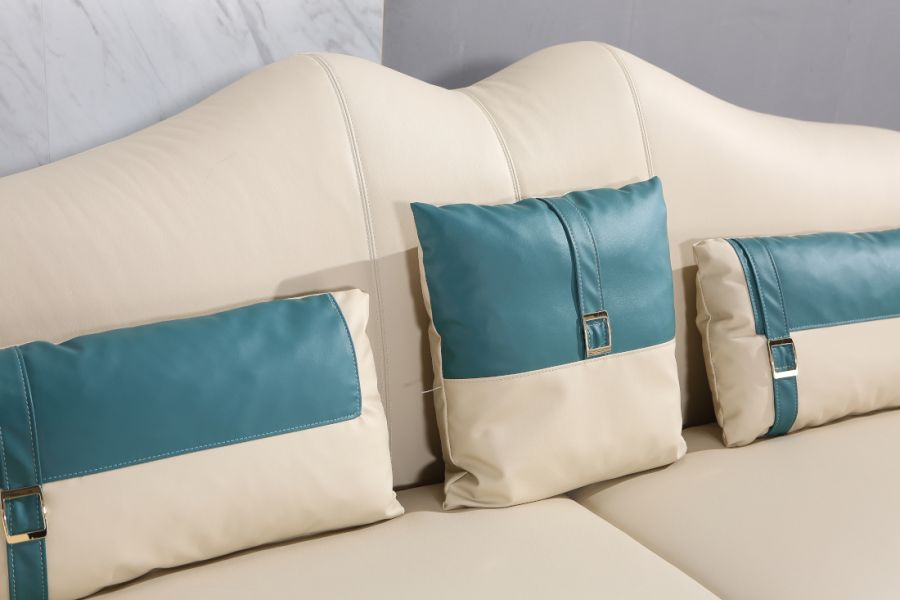 European Furniture - Winston Sofa White-Blue Italian Leather - EF-29052-S - GreatFurnitureDeal