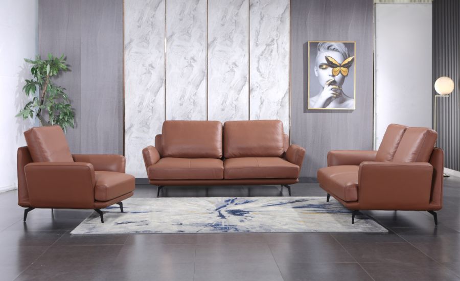 European Furniture - Tratto Chair Russet Brown Italian Leather - EF-37455-C - GreatFurnitureDeal