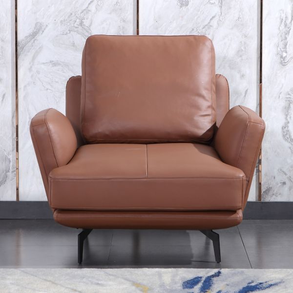 European Furniture - Tratto Chair Russet Brown Italian Leather - EF-37455-C - GreatFurnitureDeal