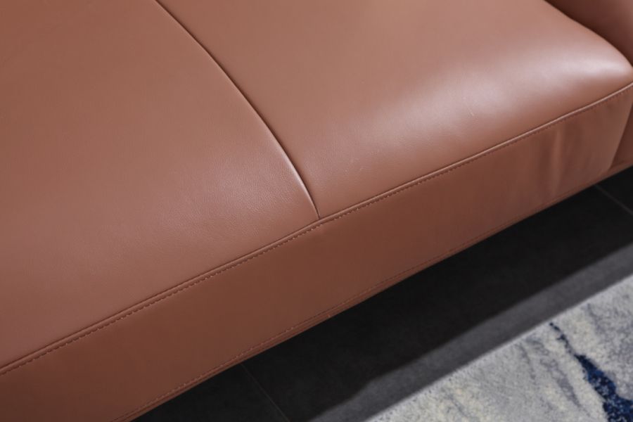European Furniture - Tratto Loveseat Russet Brown Italian Leather - EF-37455-L - GreatFurnitureDeal