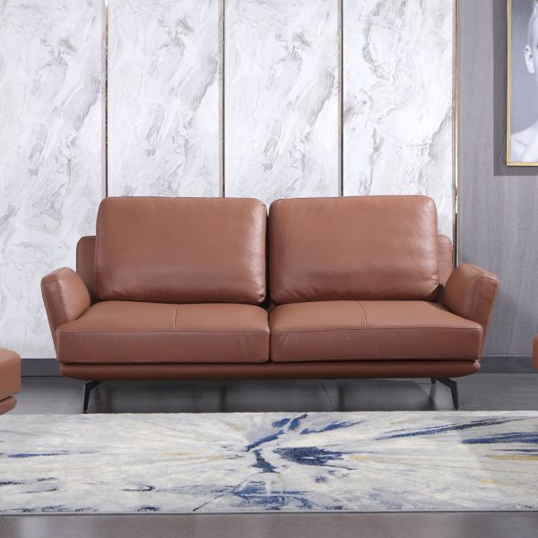 European Furniture - Tratto Sofa Russet Brown Italian Leather - EF-37455-S - GreatFurnitureDeal