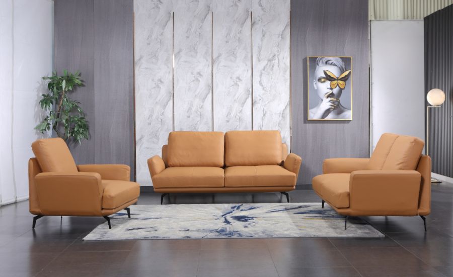 European Furniture - Tratto Sofa Cognac Italian Leather - EF-37457-S - GreatFurnitureDeal