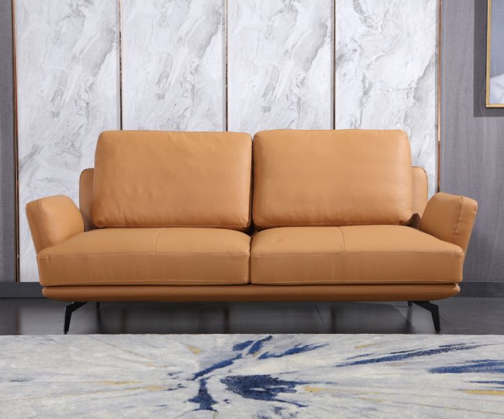 European Furniture - Tratto Loveseat Cognac Italian Leather - EF-37457-L - GreatFurnitureDeal
