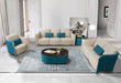 European Furniture - Makassar Sofa Beige & Blue Italian Leather - EF-52554-S - GreatFurnitureDeal