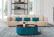 European Furniture - Makassar Oversize Sofa Beige & Blue Italian Leather - EF-52554-4S - GreatFurnitureDeal